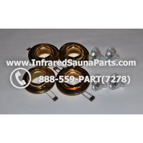COMPLETE LIGHT ASSEMBLY 110V / 120V - COMPLETE LIGHT ASSEMBLY 4 HOUSING IN GOLD FINISH WITH 4 BULBS 110V / 120V 4